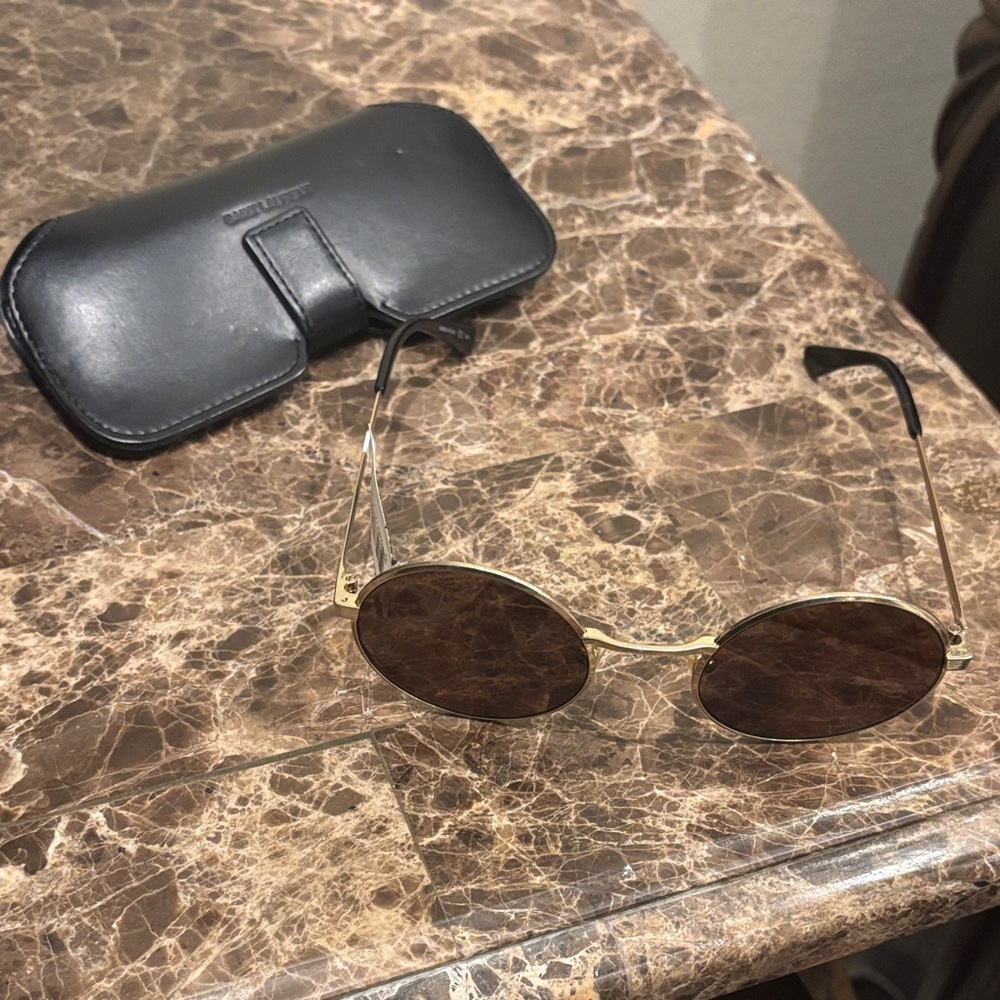 Saint Laurent Women’s 136 Zero Gold/Brown Sunglasses New with tags and case